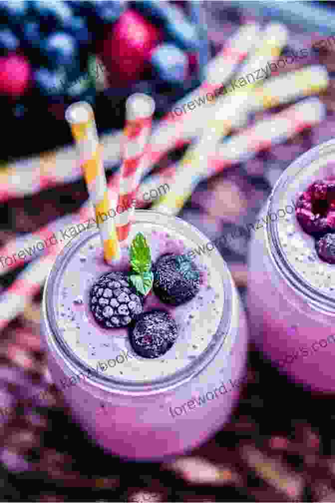 A Variety Of Colorful Smoothies And Shakes In Mason Jars, Topped With Fresh Berries And Granola Make Ice Cream Yourself: 110 Recipes For The Summer With And Without An Ice Machine