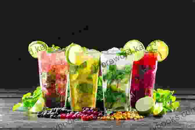 A Variety Of Summer Cocktails And Mocktails In Colorful Glasses, Garnished With Fresh Fruits And Herbs Make Ice Cream Yourself: 110 Recipes For The Summer With And Without An Ice Machine