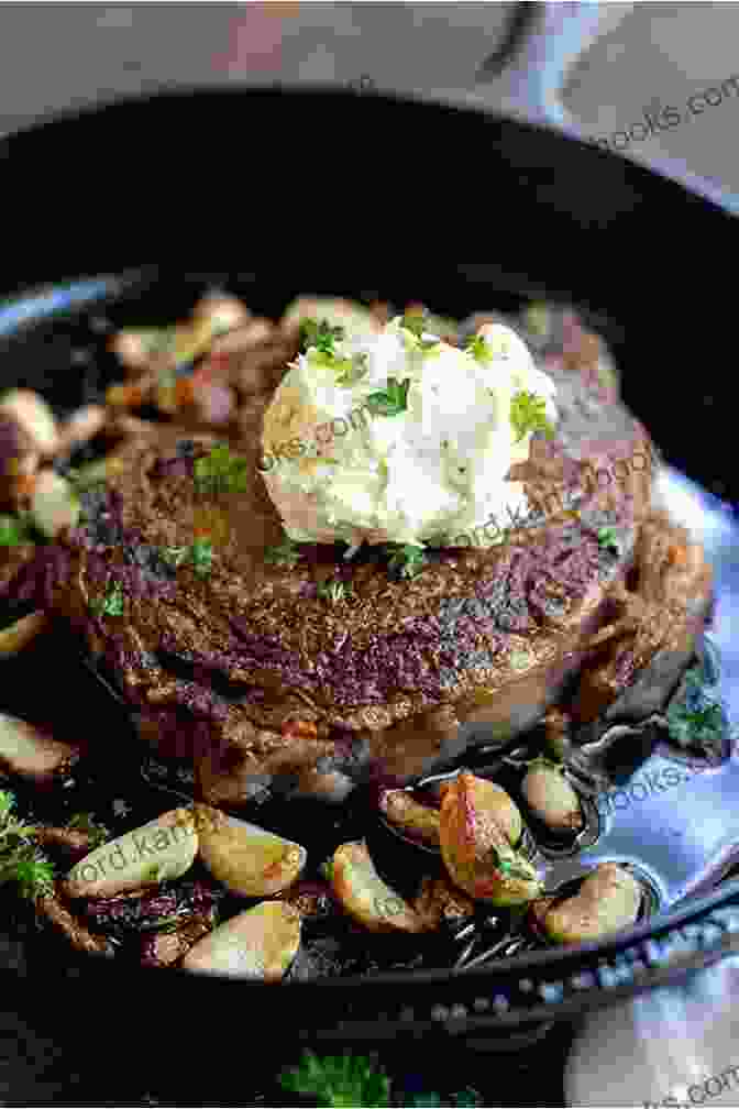 Grilled Ribeye Steak Topped With Herb Butter In A Cast Iron Skillet Cast Iron Recipes Cookbook: The 25 Best Recipes To Cook With A Cast Iron Skillet Every Things You Need In One Pan Vol 3