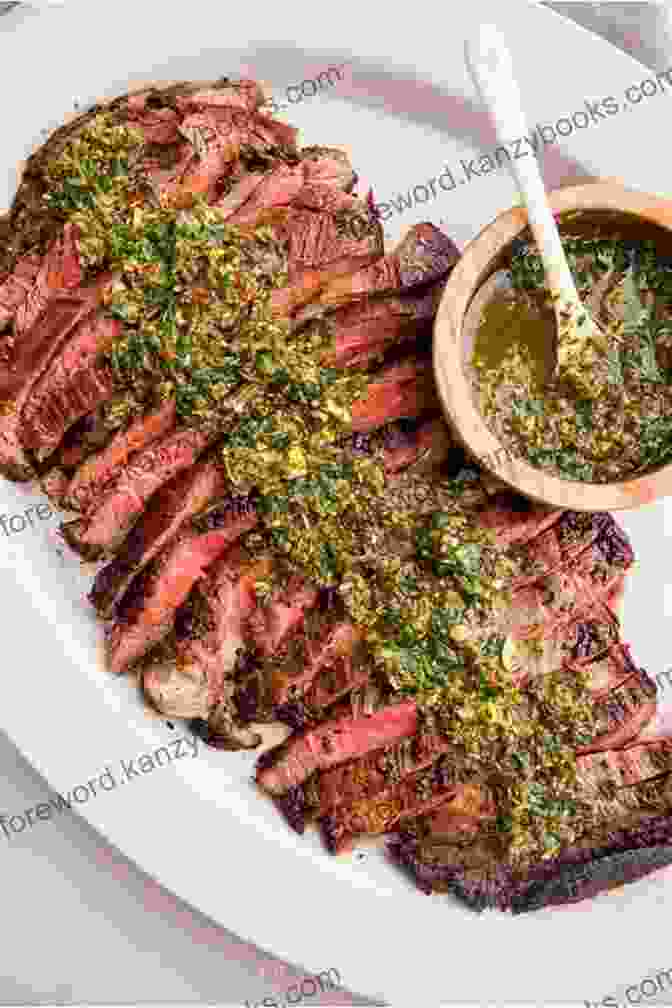 Seared Flank Steak With Chimichurri Sauce In A Cast Iron Skillet Cast Iron Recipes Cookbook: The 25 Best Recipes To Cook With A Cast Iron Skillet Every Things You Need In One Pan Vol 3